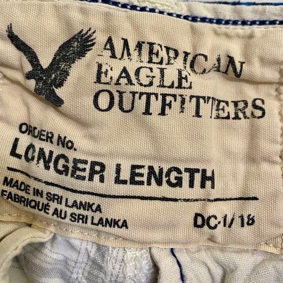 American Eagle Men Longer Length 26W Blue Check Pattern Shorts - Picture 3 of 4